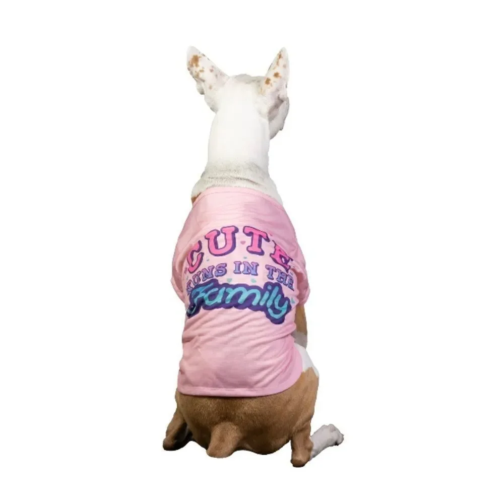 Dog Clothes, Cute Runs in the Family, Pet T-Shirt, Pink Size S